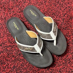 Coach Black and Silver Women's Sandals